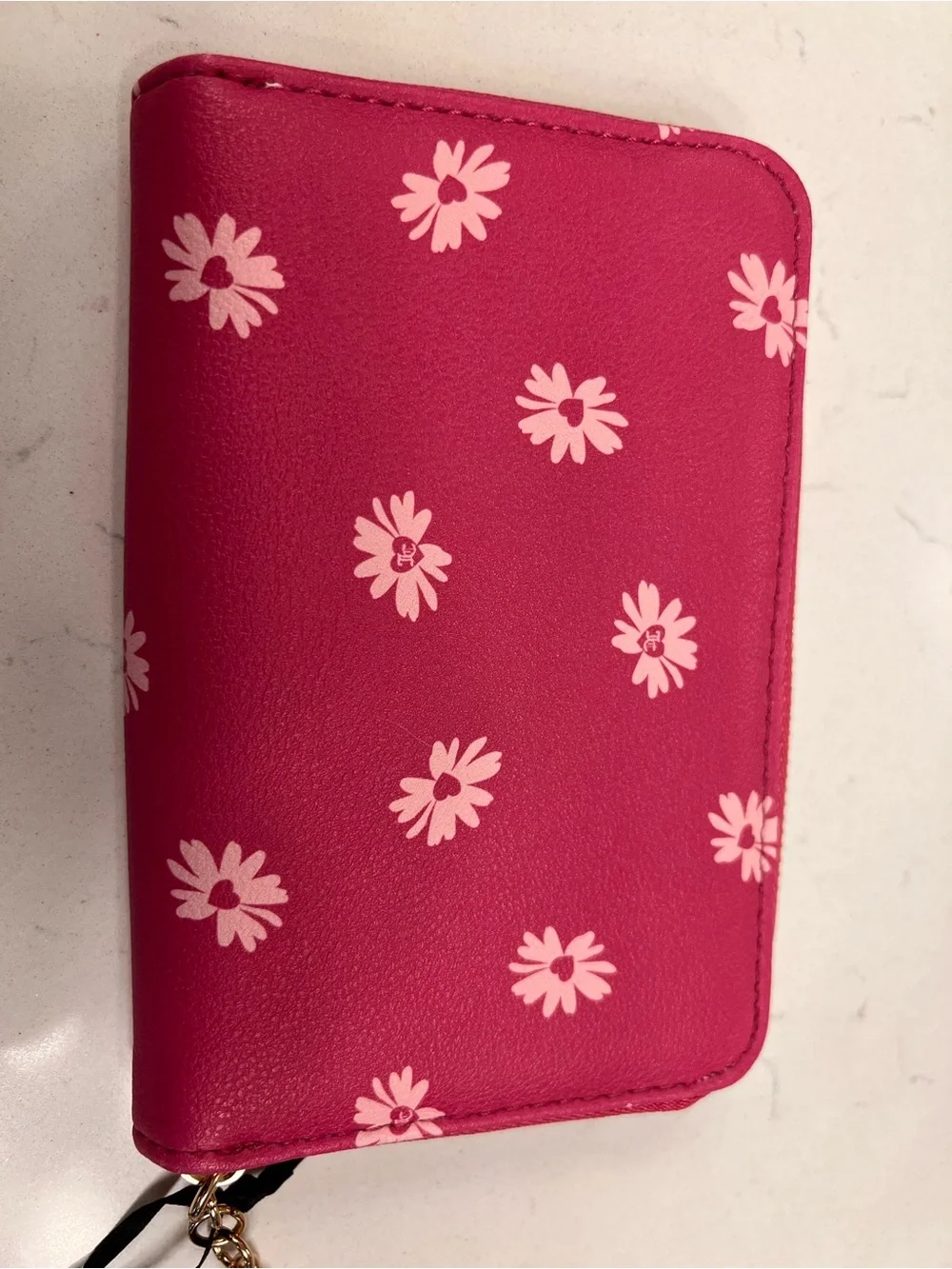 Juicy Couture Raspberry Daisy Floral Zip Around Wallet